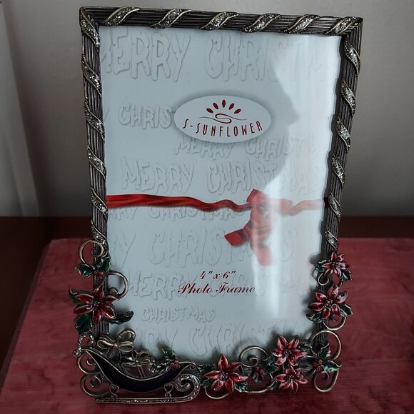 S-Sunflower Designs Metal Silver Tone/Enameled Christmas 4" x 6" Photo Frame - Picture 11 of 11